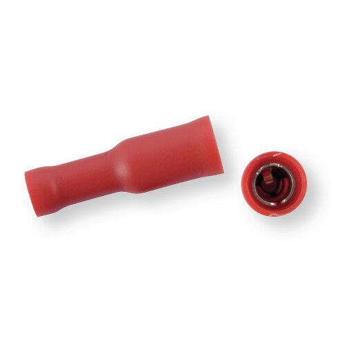 Terminal cilíndrico fêmea Ø4 isolamento total vermelho